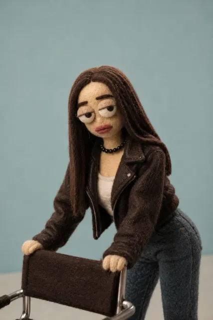 Handmade needle felt stop motion puppet laika style