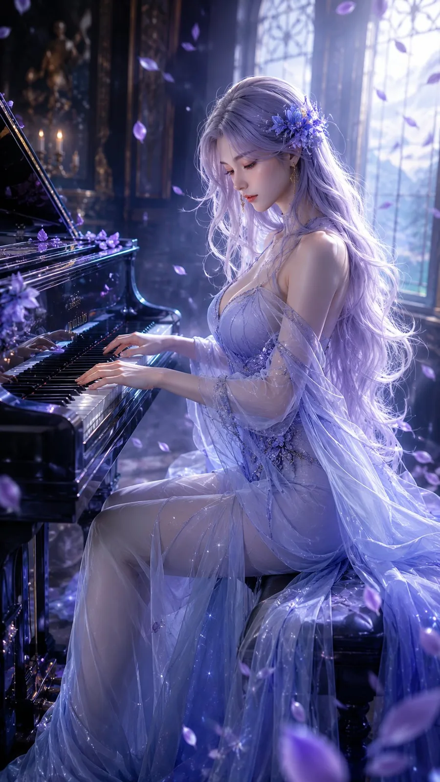 Oriental fantasy woman piano 3d cg — Sonra