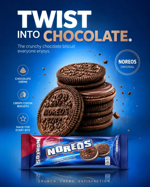 Premium modern chocolate biscuit advertisement