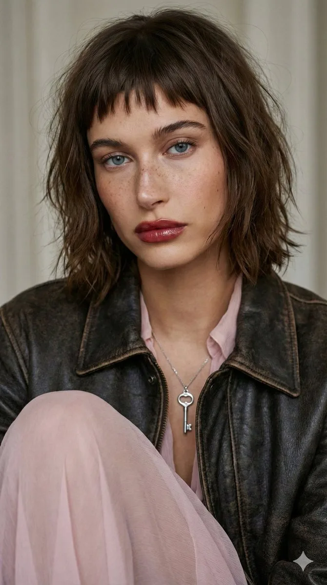 Melancholic wolf cut leather fashion — Sonra