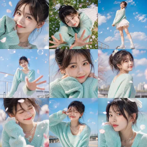 Vibrant summer 3x3 grid photo collage