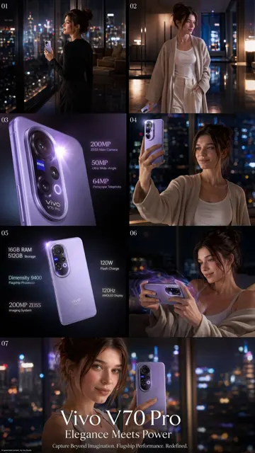Vivo v70 pro luxury fashion editorial ugc prompt