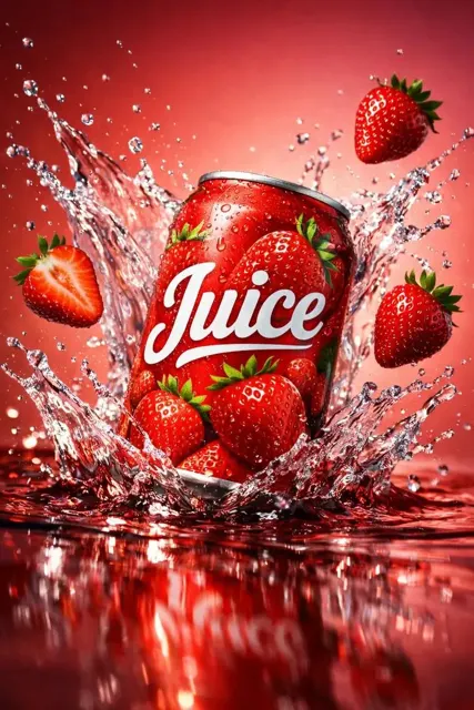 Ultra realistic strawberry juice splash