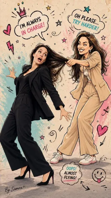 Playful comic dramatic showdown illustration