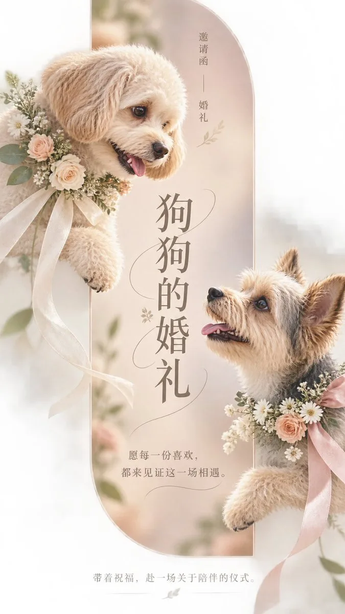 Dog wedding mobile social invitation — After