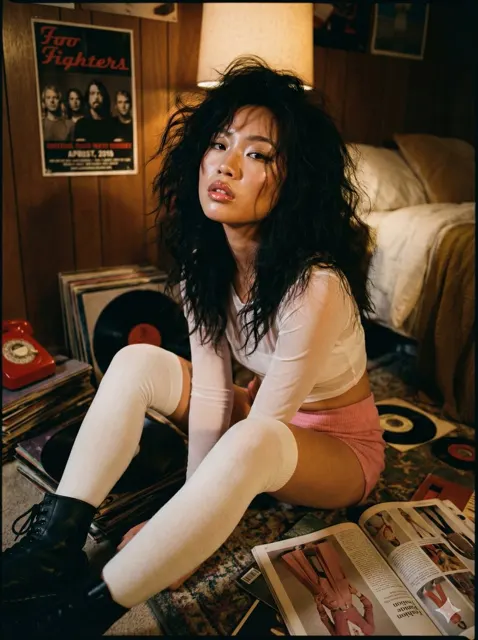 Retro bedroom seductive girl