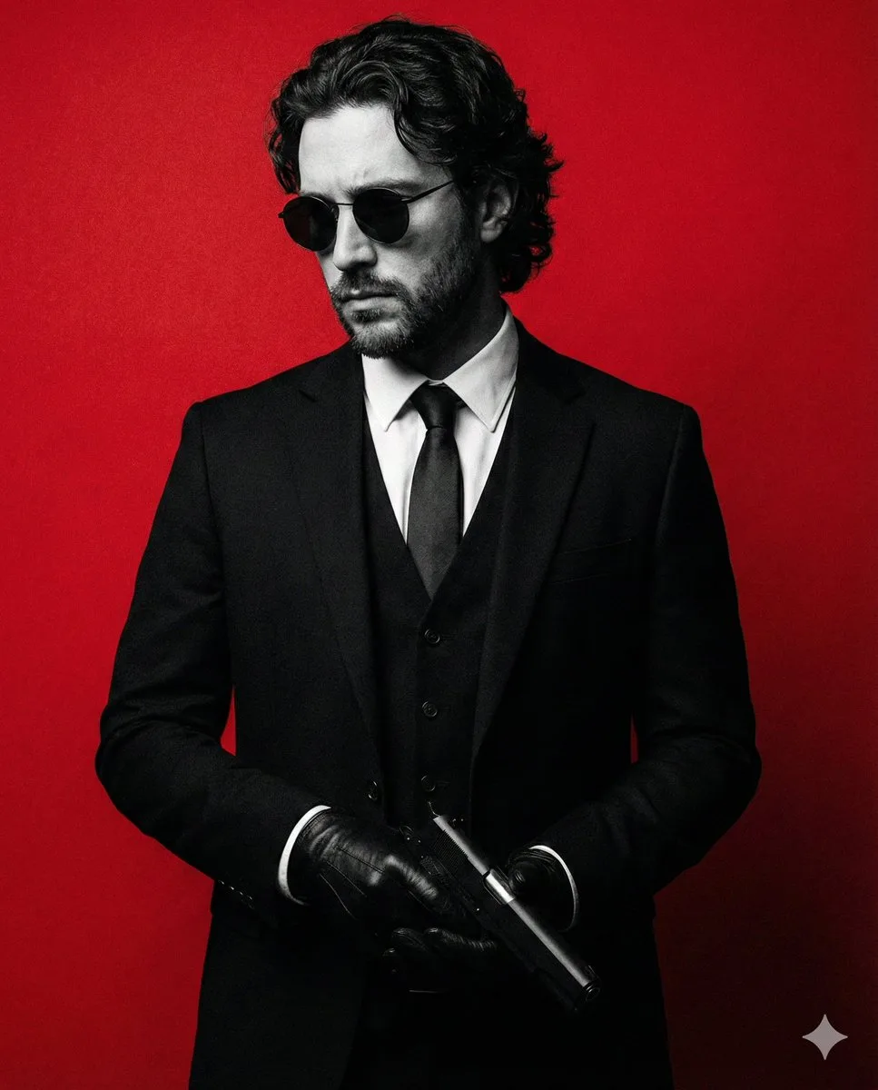 Gun holding antihero red black — Sonra