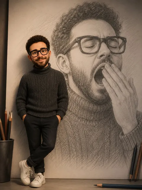 Pixar 3d hand drawn pencil sketch composite