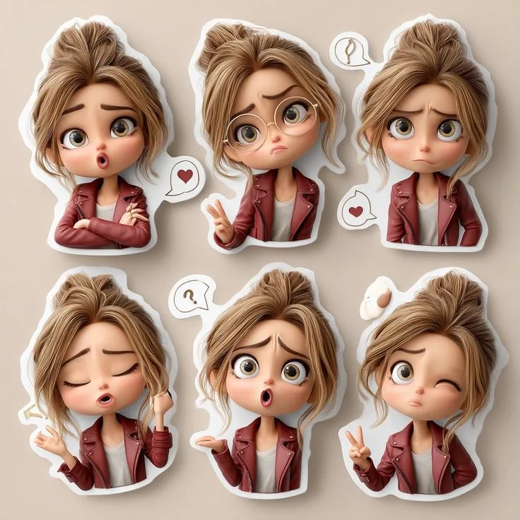 Pixar style chibi sticker series — Sonra