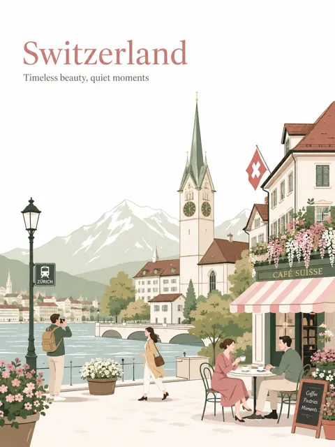 Premium minimal flat vector city travel poster 1782618534183