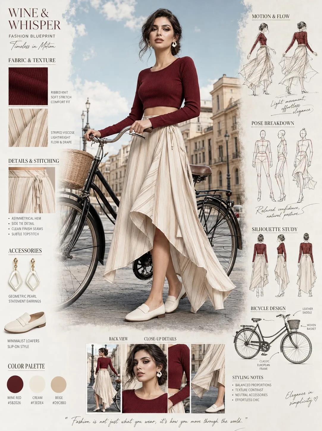 Fashion blueprint concept sheet european bicycle style — Sonra