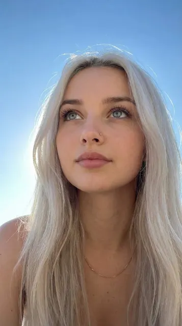 Blue sky platinum blonde girl