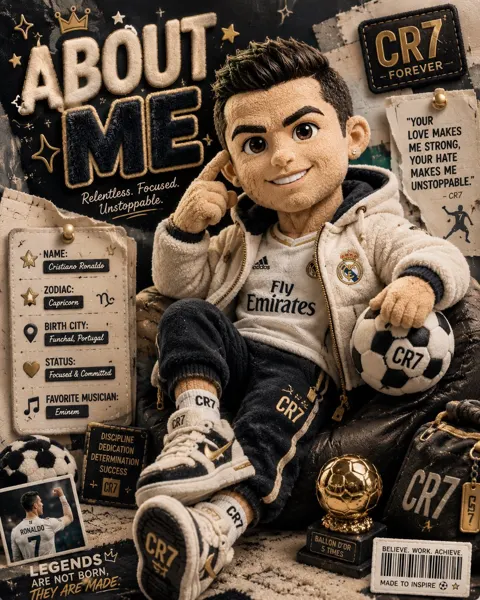 3d fluffy toy style about me poster