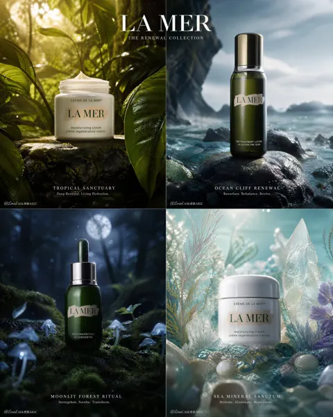 La mer ultra premium four panel skincare campaign