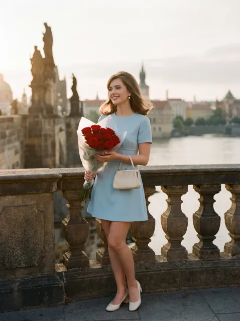 Prague bridge vintage rose beauty