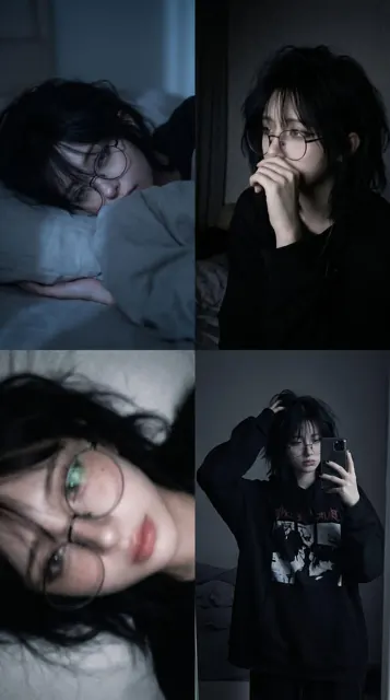 Moody young person bedroom photo collage