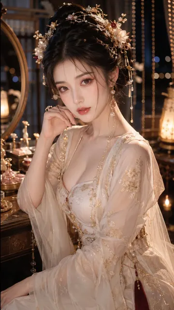 Ancient style noble lady night light makeup portrait