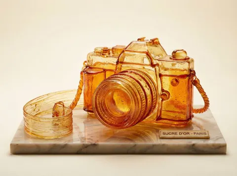 Amber sugar industrial product rendering