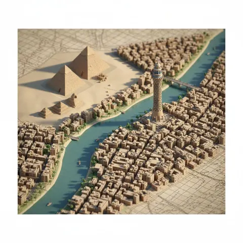 Vintage paper city diorama