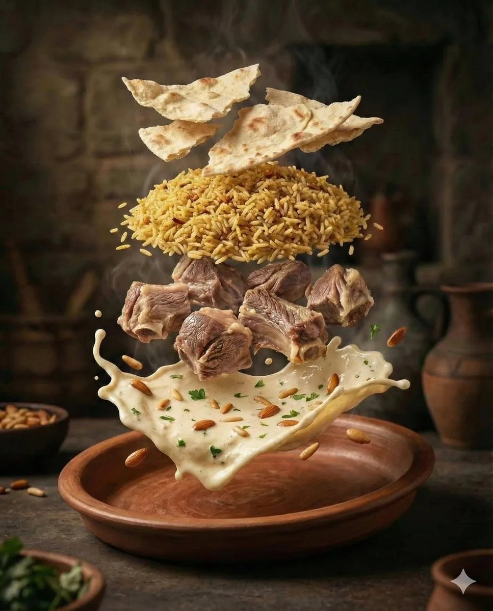 Cinematic levitating middle eastern feast — Sonra