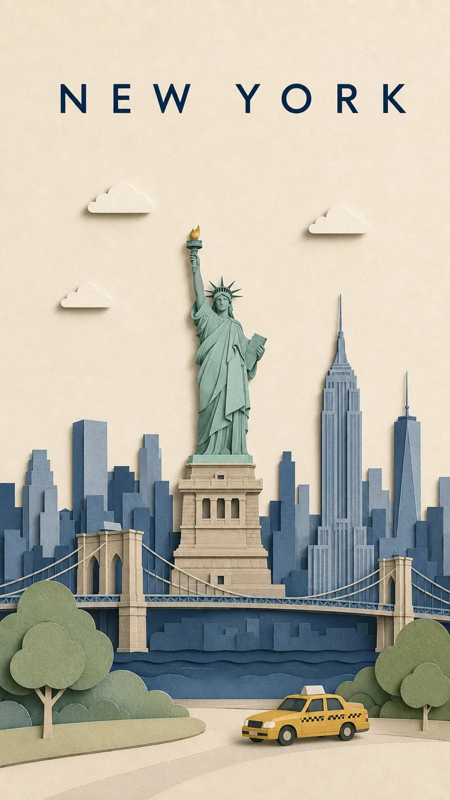 Minimal handcrafted paper cut travel poster — After