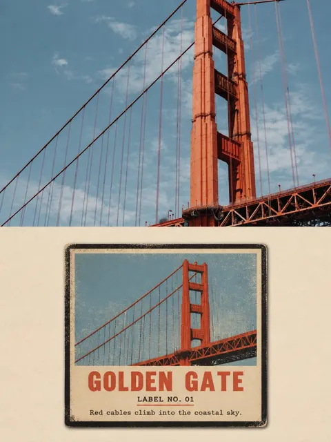 Vintage matchbox travel label poster