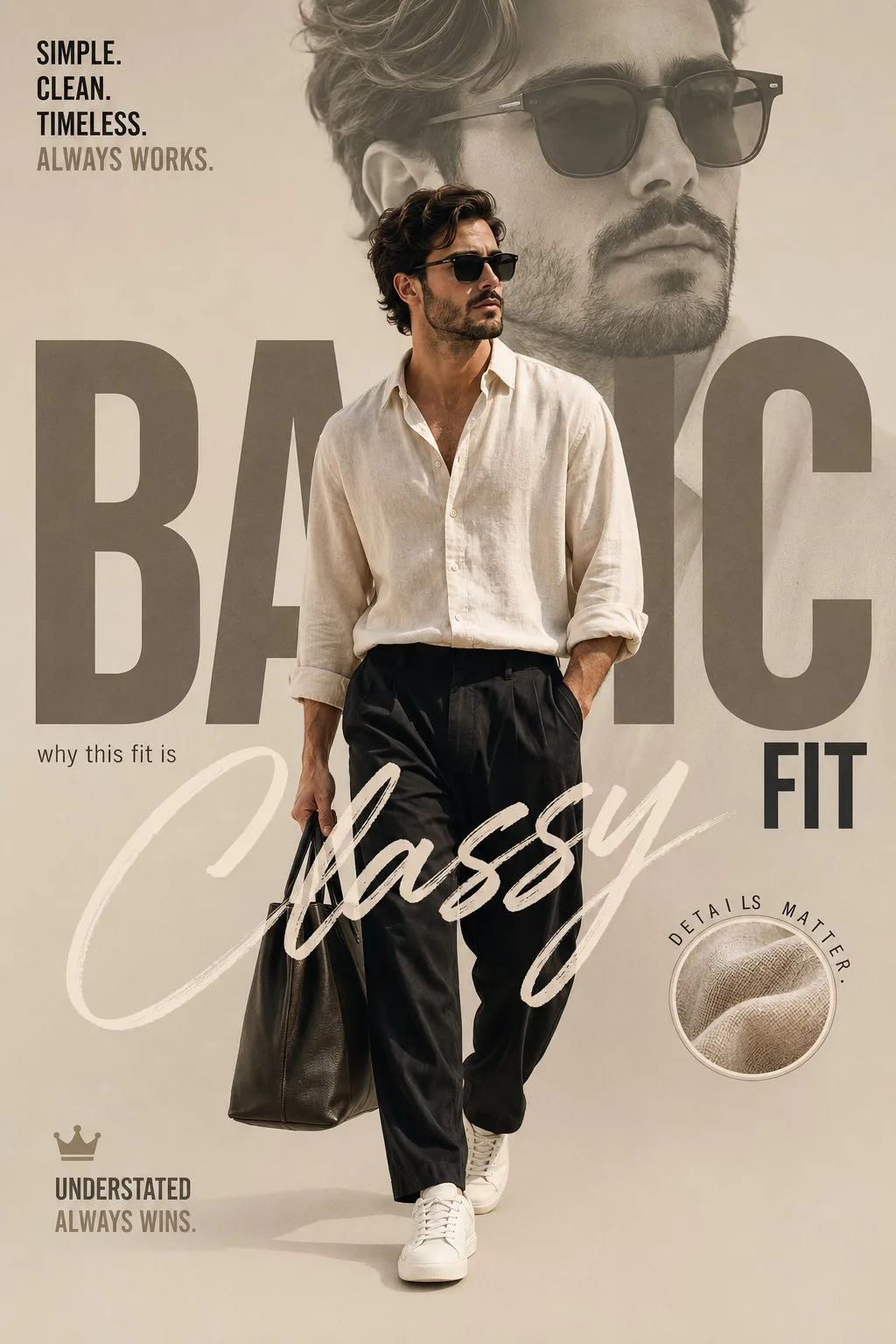 Premium mens fashion editorial poster minimalist design — After