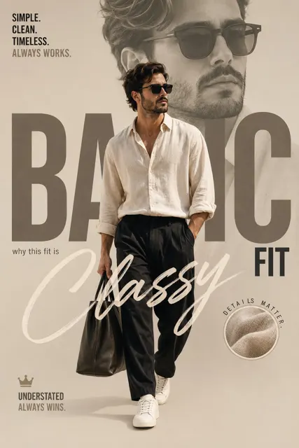 Premium mens fashion editorial poster minimalist design
