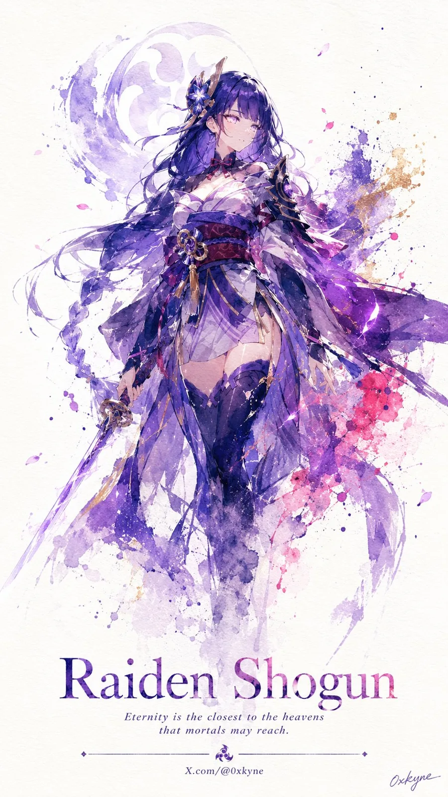 Raiden shogun minimalist watercolor art poster — After