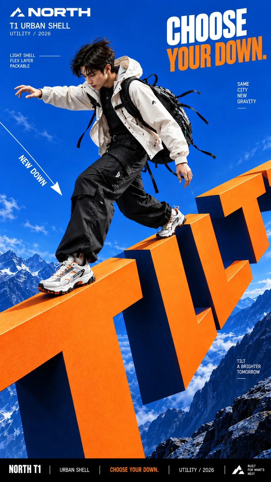 Bold typography gravity commercial poster — Sonra