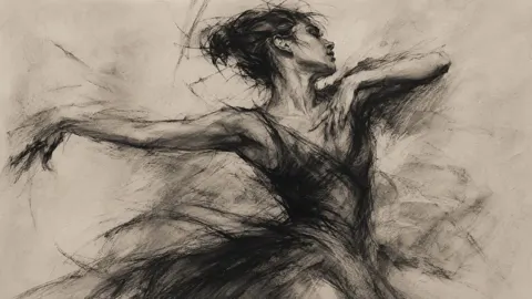 Expressive charcoal drawing art