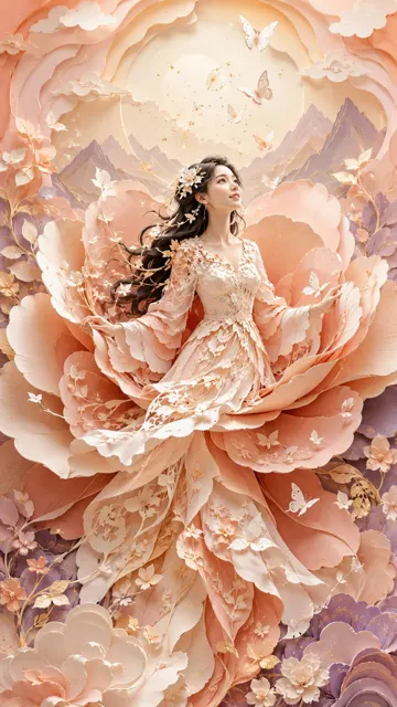 Modern oriental female dream papercut art