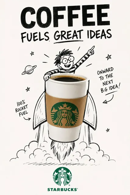 Innovative mixed media brand campaign poster doodle