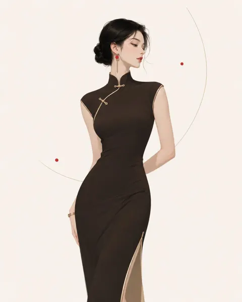 Eastern elegant minimalist qipao female illustration