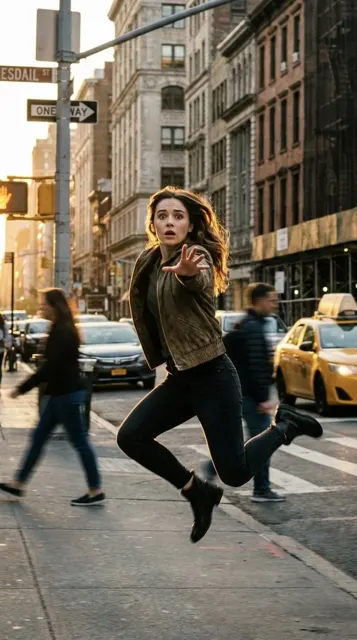 Nyc midair shocked girl