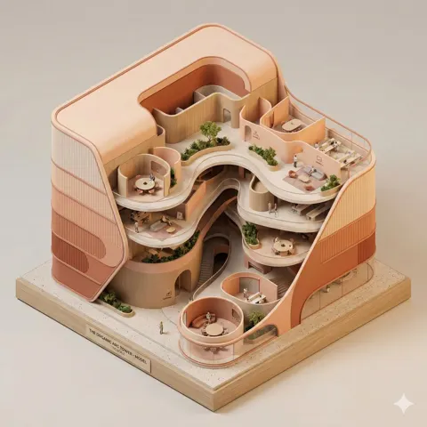 Organic fluid office isometric model