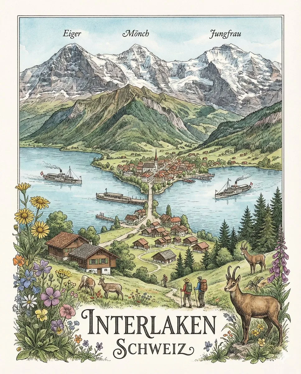 Swiss interlaken lake precision scenery — Sonra