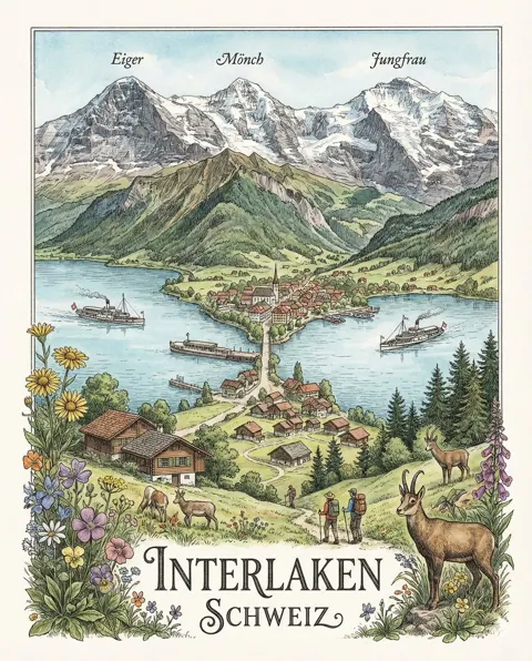 Swiss interlaken lake precision scenery