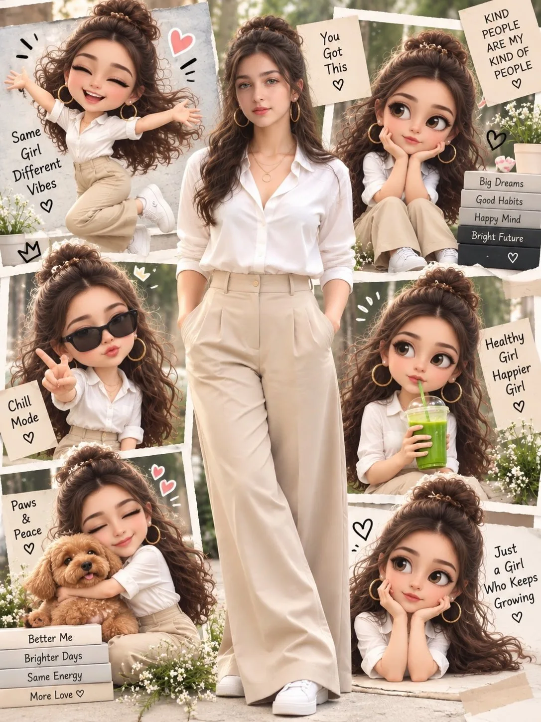 Premium lifestyle chibi collage scrapbook — Sonra