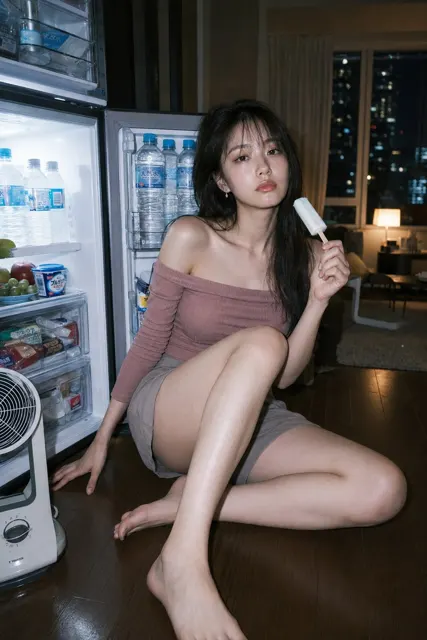 Tokyo apartment late night flash film portrait