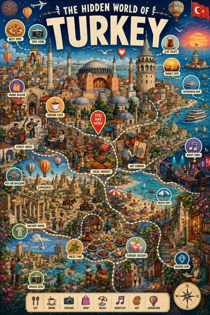 Illustrated city infographic poster prompt