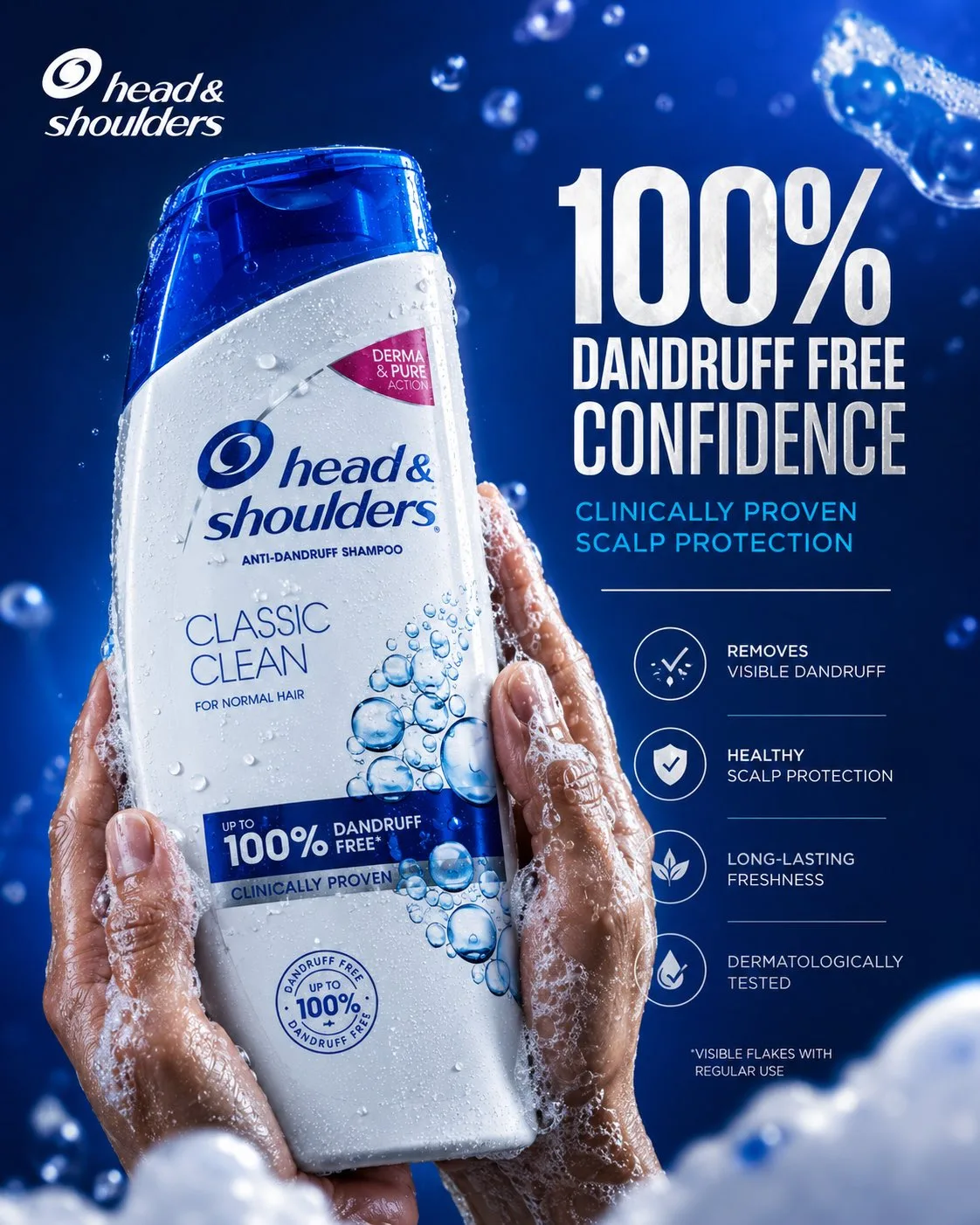 Head shoulders ultra premium fmcg social media ad prompt — After