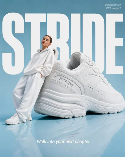 Fashion poster of woman sneaker