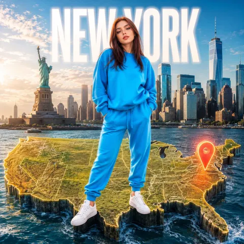 Ultra realistic 8k travel portrait new york neon outfit