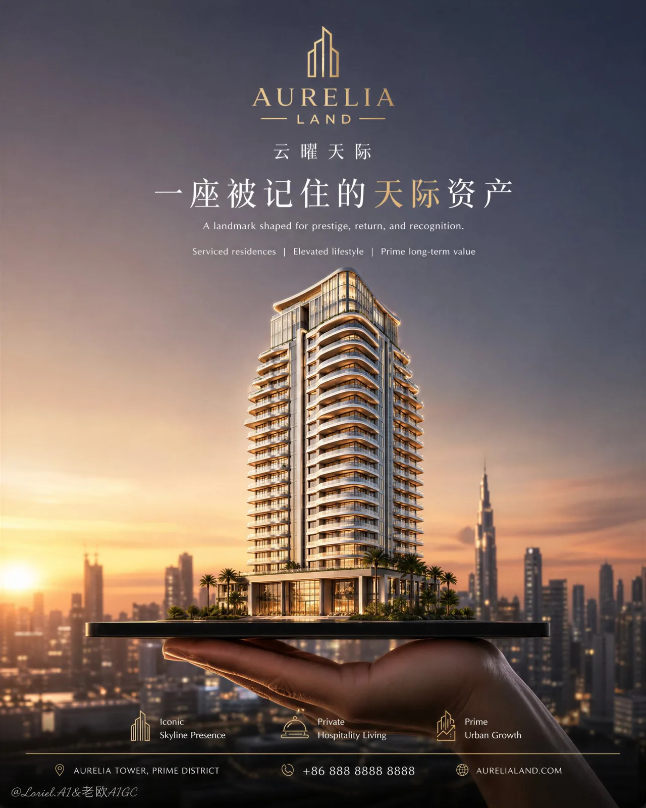 Aurelia land the address above luxury poster — Sonra