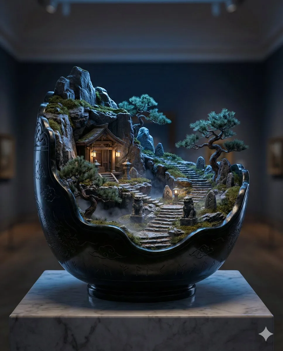 Black jade ancient mountain micro wonder — After