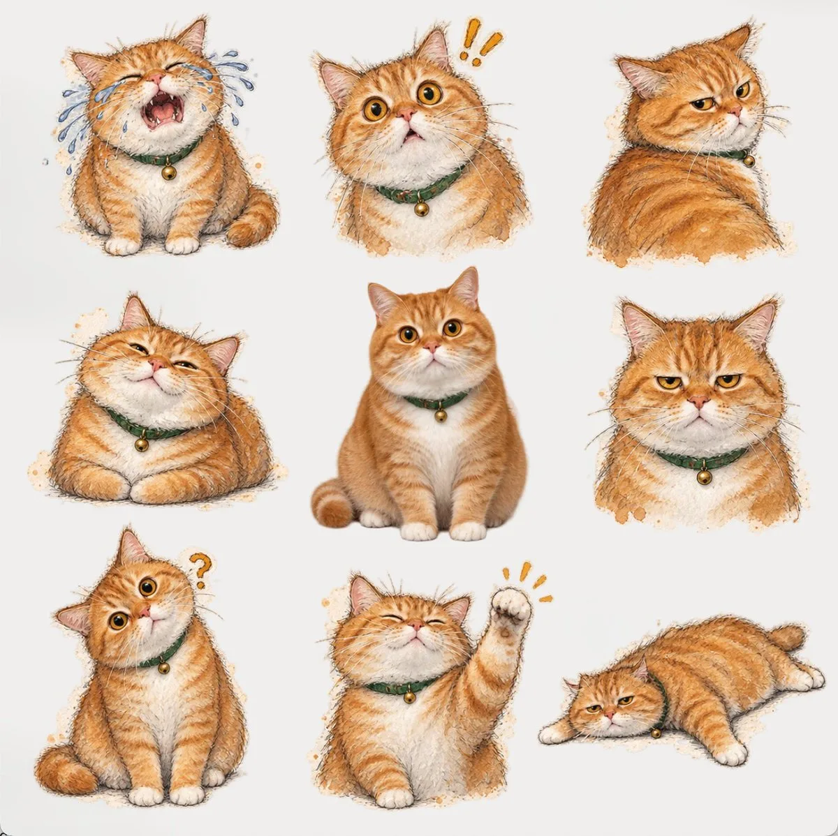 3x3 grid transparent character meme stickers — Sonra
