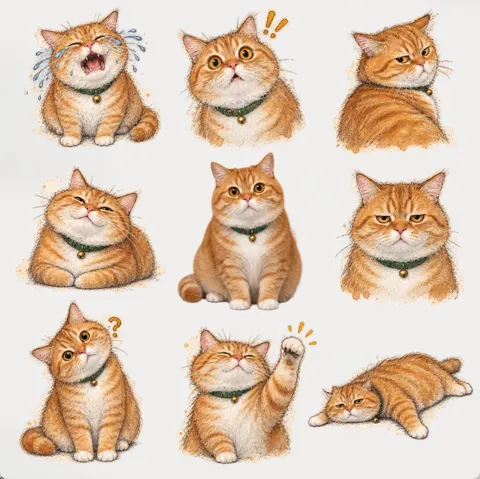 3x3 grid transparent character meme stickers