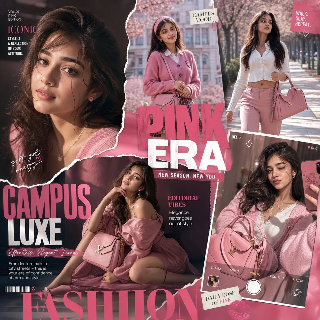Luxury pink fashion magazine collage advertisement — Sonra