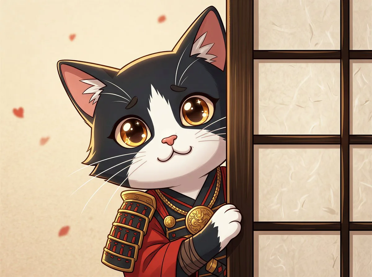 Cat peeking from wall — After